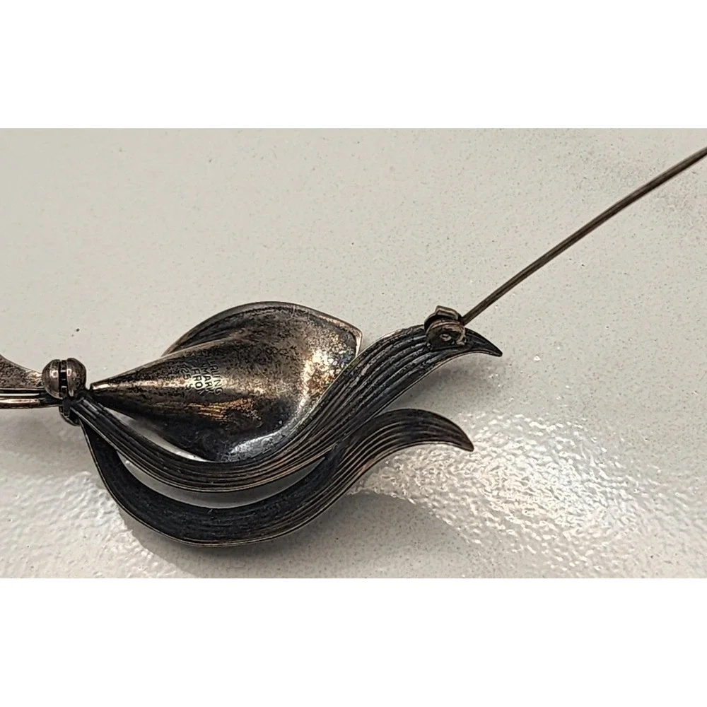 Vintage N.E. Niels Erik  925 Sterling Silver Calla Lily Brooch Danish Denmark